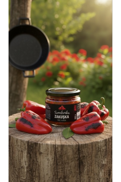 Somborka Geleneksel Közlenmiş Kapya Biber Meze Zakuşka Acılı 300 g