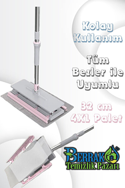 Berrak Temizlik Pazarı Premium XL Click Mop / Kıskaçlı, Tüm Bezler ve Islak M...