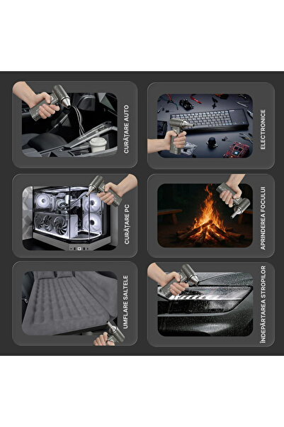 IMA TREND Suflanta de aer portabila Turbo Fan 140000 RPM – 6 trepte, baterie 3000 mAh, USB-C, Gri