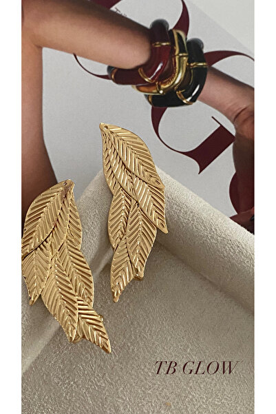 Store VIP Özel Seri Gold Statement Yaprak Küpe.