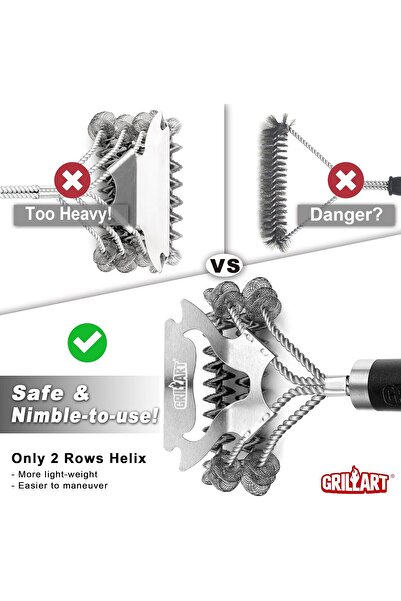 grillart Bristle-Free 17" Stainless Steel Grill Brush - Outdoor BBQ Cleaner