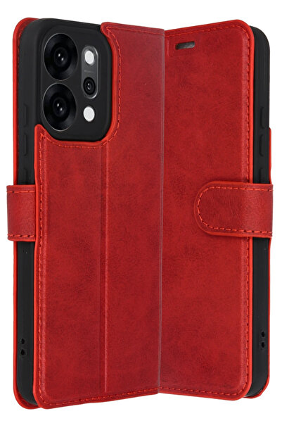 cepmoda Oppo'Reno 14 (5g)' Covered Case | Tp Pu Leather Full Protection with Wallet and Stand and Card Holder - Red