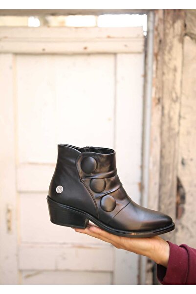 Mammamia 8065 Genuine Leather Thick Heeled Boots