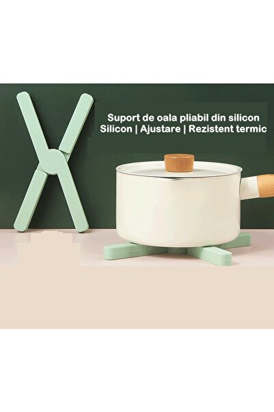 Flippy Foldable Silicone Trivet for Hot Pots, Portable, Anti-Slip, Green (14.5×7.5×1.6 cm)