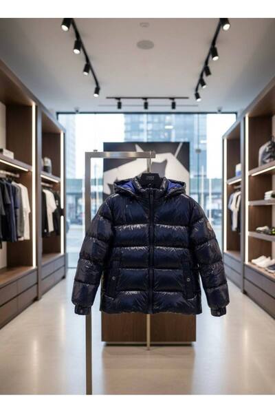 YusGos Baby Girl Children's Waterproof Shiny Puffer Jacket with Hooded Zipper Pockets (2-15 Years) Navy Blue 14