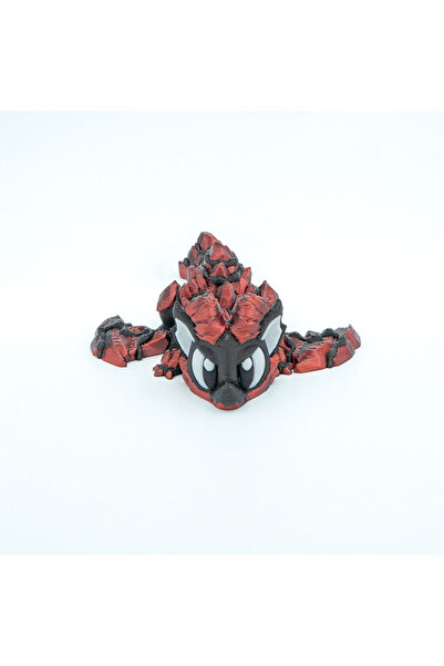 OEM 3D Mini Articulated Dragon Figurine, Dark Grey and Metallic Red, 10x8x3cm