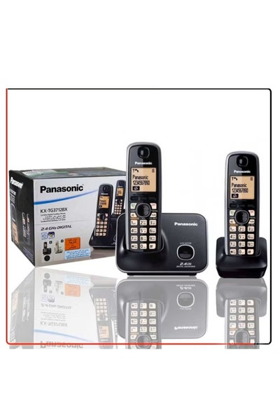 PANASONIC The advanced KX-TG3712BX cordless phone features two handsets, a speakerphone for caller ID display, and a large LCD screen.