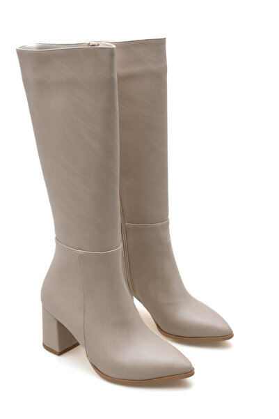 ALEARDO ALEARDİ Women's Black Zippered Pointed Toe 6 cm Block Heeled Long Boots