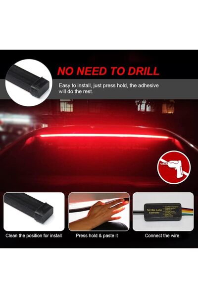 DOMDRIVE LED strip stop brake for rear window with position function 12V red light
