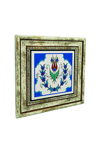 Sadrazam Model de faianță otomană Iznik B cu imprimeu Tablou din piatră naturală 25cm x 25cm |   KD-36