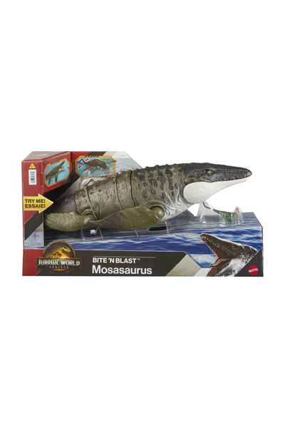 JURASSIC WORLD Rebirth Bite N Blast Mosasaurus Interactive Dinosaur with Movement and Special Functi