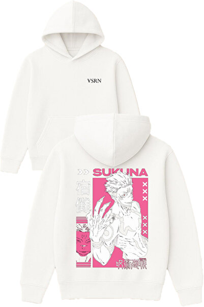 VSRN سويت شيرت سوكونا ديزاين مطبوع قصة فضفاضة أبيض بغطاء رأس