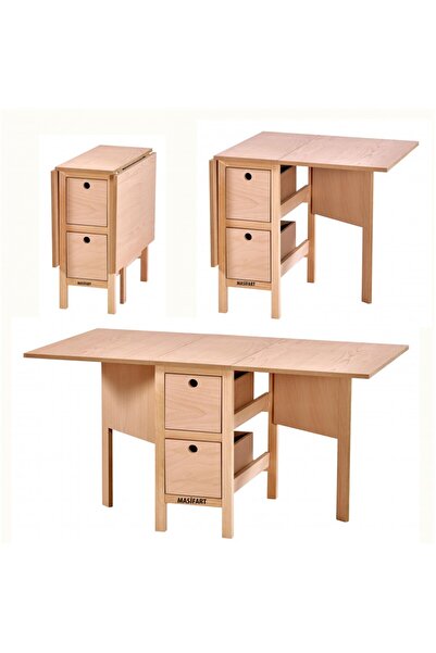 Masifart Trıe Çekmeceli Katlanır Masa Cilasız Ham