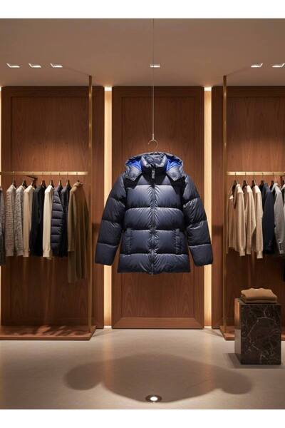 YusGos Unisex Baby Girl/Boy Waterproof Inflatable Coat with Hooded Zipper Pockets (2-15 Years) Navy Blue 3