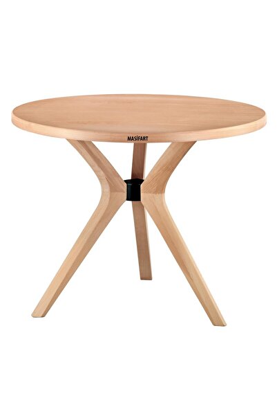 Masifart Alirio 90 Lık Kayın Poli (3 Lü) Yuvarlak Masa Cilasız Ham