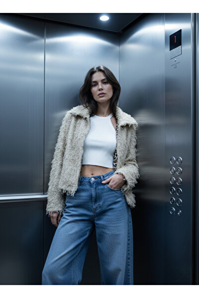 Ceylen Jachetă căptușită cu design pentru femei supradimensionat cu fermoar p...