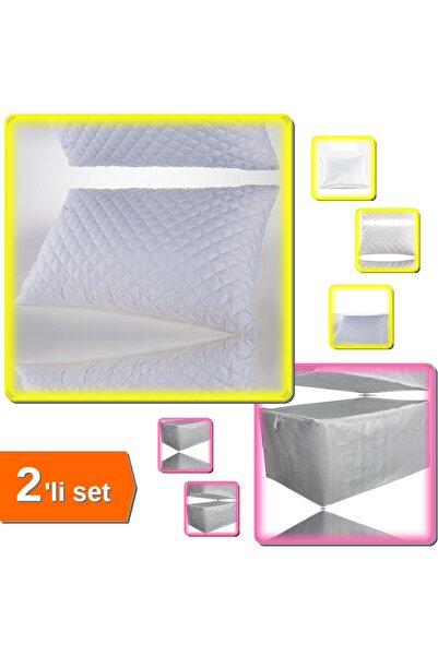 HerEveOyuncak 4 Adet Kapitoneli Yastık Koruyucu Alez 50x70 CM + Sandık Tipi Y...