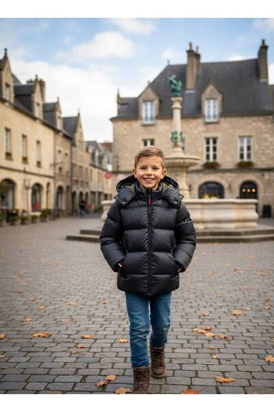 YusGos Baby Boy Waterproof Inflatable Jacket with Hooded Zippered Pockets (2-15 Years)