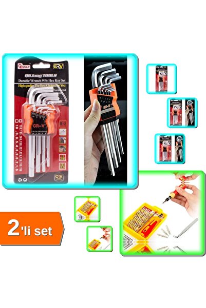 HerEveOyuncak 9 Parça Alyan Seti + 32 Parça Tamir Tornavida Takımı - 2li Set ...