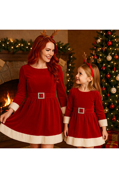 Welike Velvet dress with fur trim