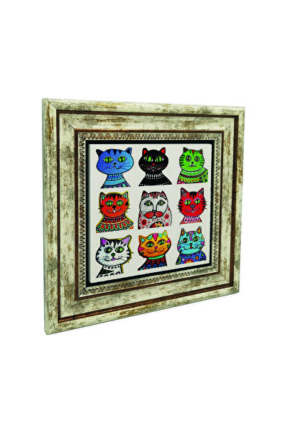 Sadrazam pisică ler cu imprimeu Tabla cu piatra naturala 25cm x 25cm |   KRG-166