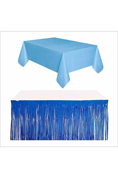 ZENVİVA Blue Tablecloth, Navy Blue Table Skirt, Blue Background