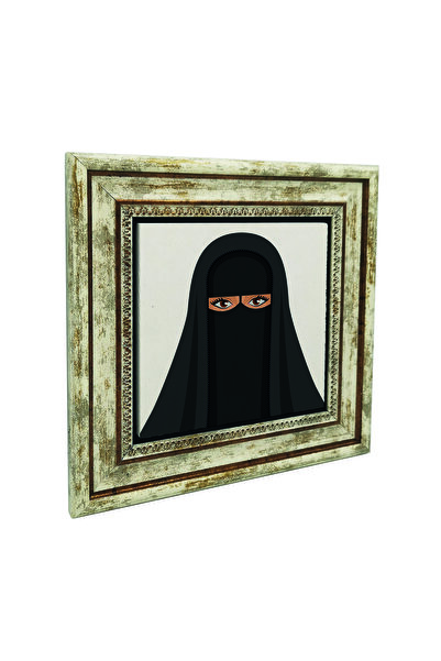 Sadrazam Ilustrație de femeie cu foi de tablă cu imprimeu Tablou cu piatră naturală 25cm x 25cm |   KRG-87