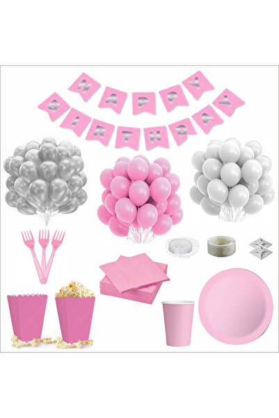 ZENVİVA Pink and White 8-Person Birthday Set