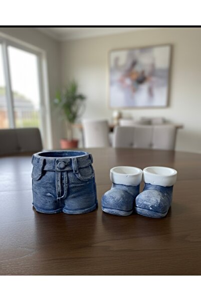 MODA Kot pantolon saksı, kalemlik, iki adet bot mumlukl, 3lü set,