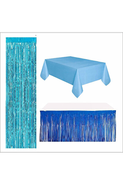 ZENVİVA Blue Tablecloth, Navy Blue Table Skirt, Blue Background