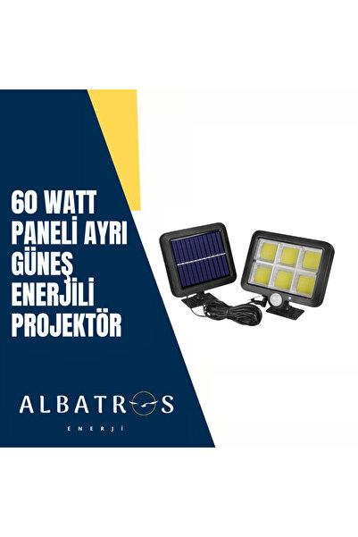 ALBATROS 60 WATT PANELİ AYRI GÜNEŞ ENERJİLİ PROJEKTÖR