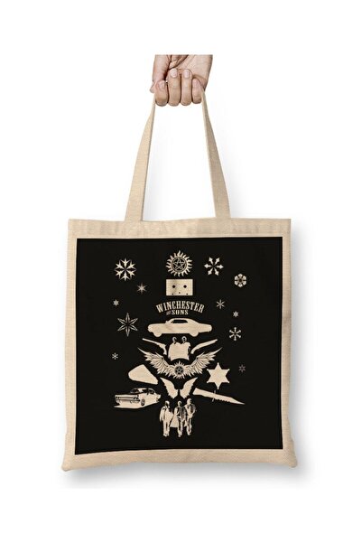 Toyaso Supernatural Christmas Tree Silhouette Λευκή υφασμάτινη τσάντα με μακρ...