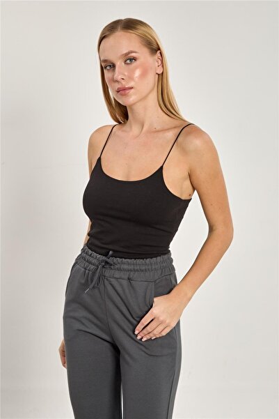 BARRELS AND OIL Women's String Strap Tank Top - Black