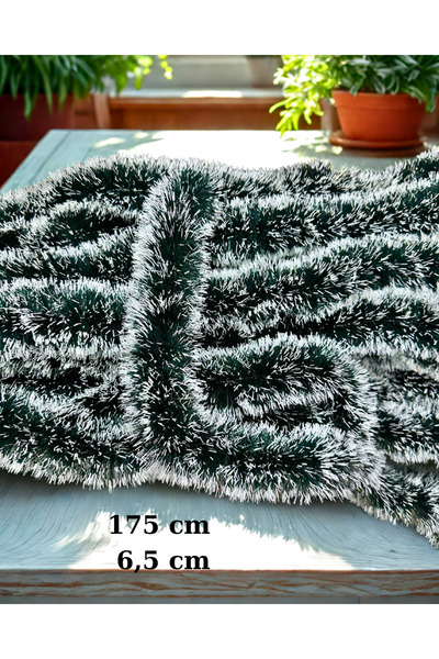 Home Koyu Yeşil Kalın Sim Süs Karlı Görünüm Çam Ağacı Süs , Yılbaşı Boyun Atkısı