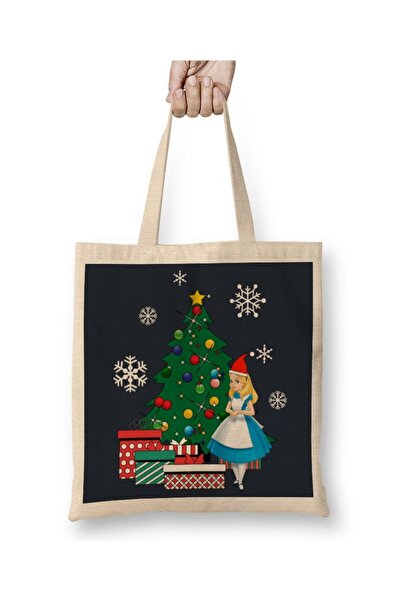 Toyaso Alice în Țara Minunilor în jurul pomului de Crăciun Geantă de pânză al...
