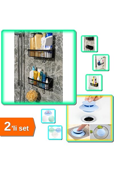 HerEveOyuncak 2 Adet Yapışkanlı Mutfak - Banyo Raf Düzenleyici + Filtreli Lav...