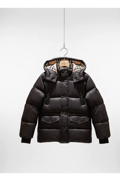 YusGos Unisex Baby Girl/Boy Waterproof Plaid Puffer Jacket with Hooded Zipper Pockets (2-15 Years) Black