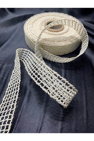 Massaltay Cream Mesh Ribbon 5 Meters – Decorative Embellishment Ribbon, Hobby Craft Accessory, Packaging Ribbon