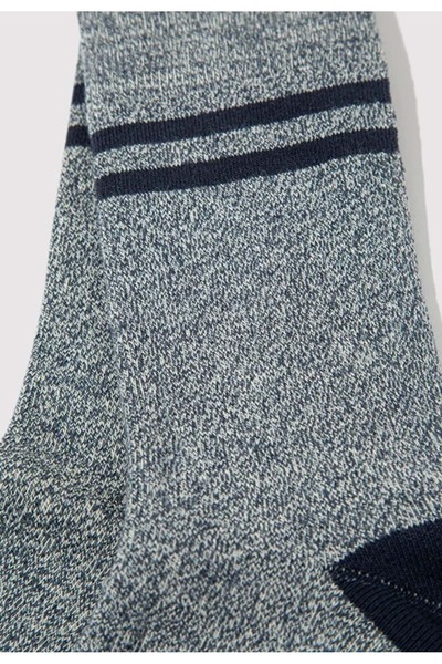 Mavi Strip Printed Unisex Socks Dark Blue