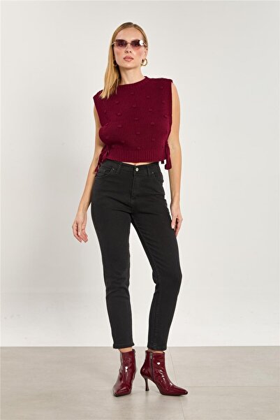 BARRELS AND OIL Women's Stretch Fabric Mom Jean Pants - Black