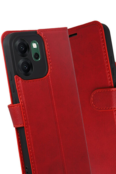 cepmoda Oppo'Reno 14F' Cover Case | Tp Pu Leather Full Protection Wallet Stand Card Holder Case - Red