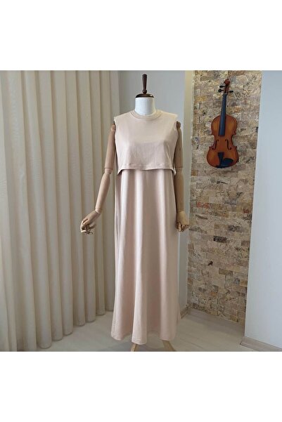 Mersha Collection Mersha 4 Mevsim Sıfır Kol Elbise - Lohusa Anne Elbisesi