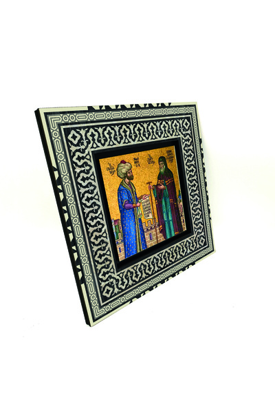 Sadrazam Mozaicul lui Fatih Sultan Mehmet și Patriarchul Ortodox Rum cu imprimeu MDF A.Sdf Pictură 20cm x 20cm |   1G-FSMG1