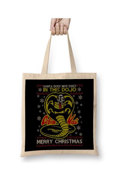 Toyaso حقيبة تسوق من القماش الأبيض بنمط الكاراتيه كيد كوبرا كاي لعيد الميلاد ...