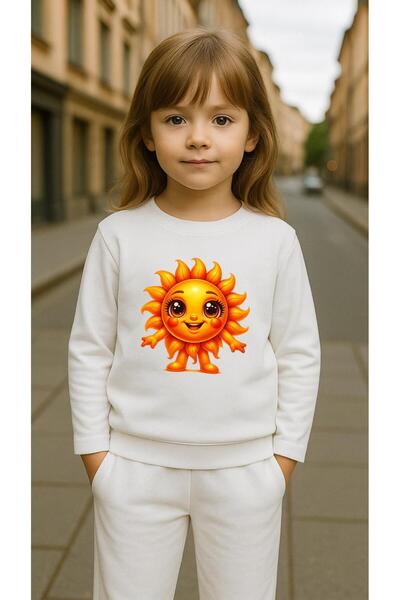 playwear Παιδικό Φούτερ Σετ με στάμπα SUN για Κορίτσια και Αγόρια, με λαιμόκο...