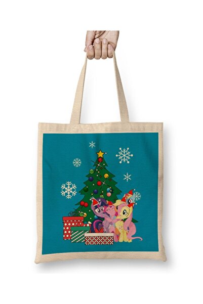 Toyaso My Little Pony Around The Christmas Tree Geantă de pânză albă Geantă d...