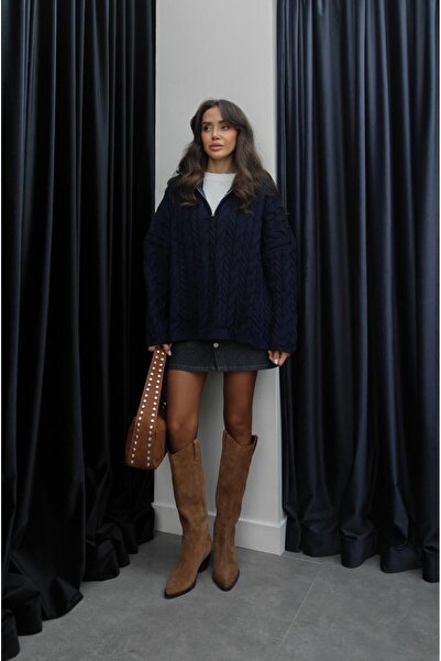 Havoş Navy Blue Metal Button Mini Skirt