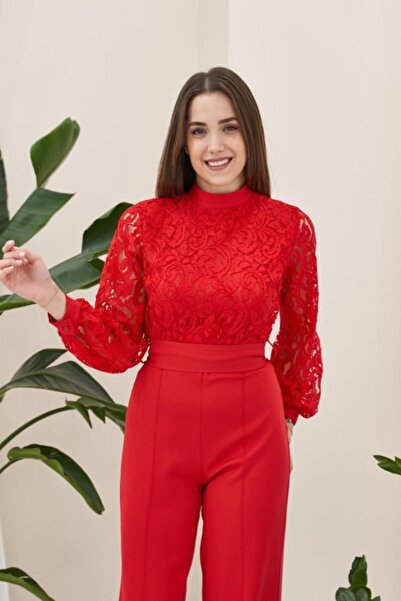 Serero Red Lace Top Jumpsuit