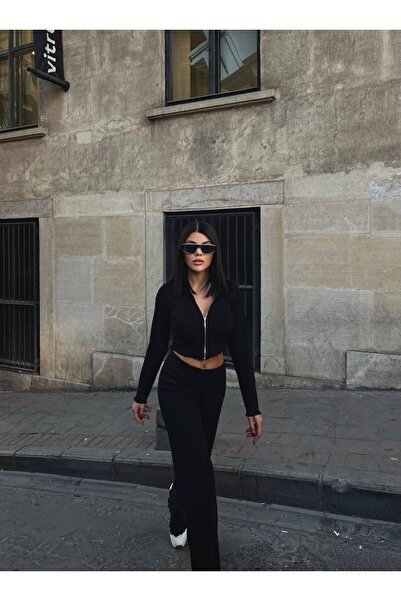 sole stories Women's Long Sleeve Crop Bottom Top Set