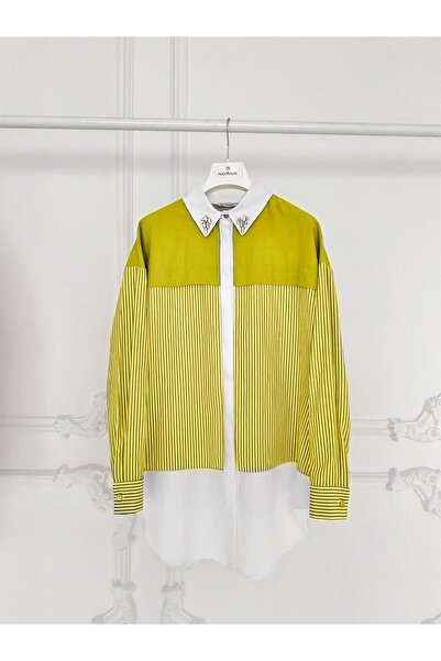 Mymood Strapied Shirt with Stones on the Collar